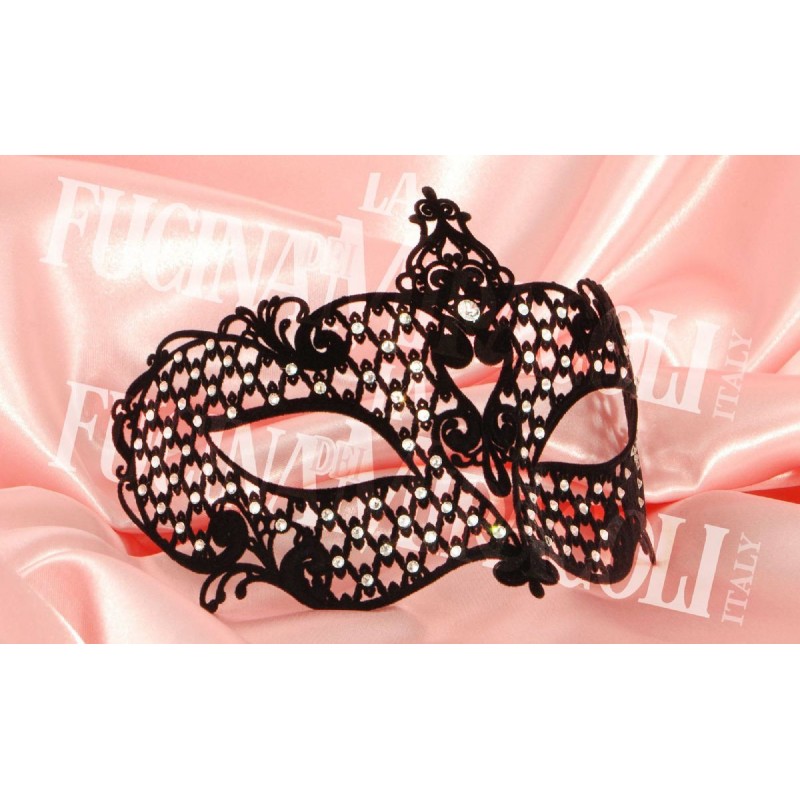 Maschera elegante Metallica con Strass e Cuore